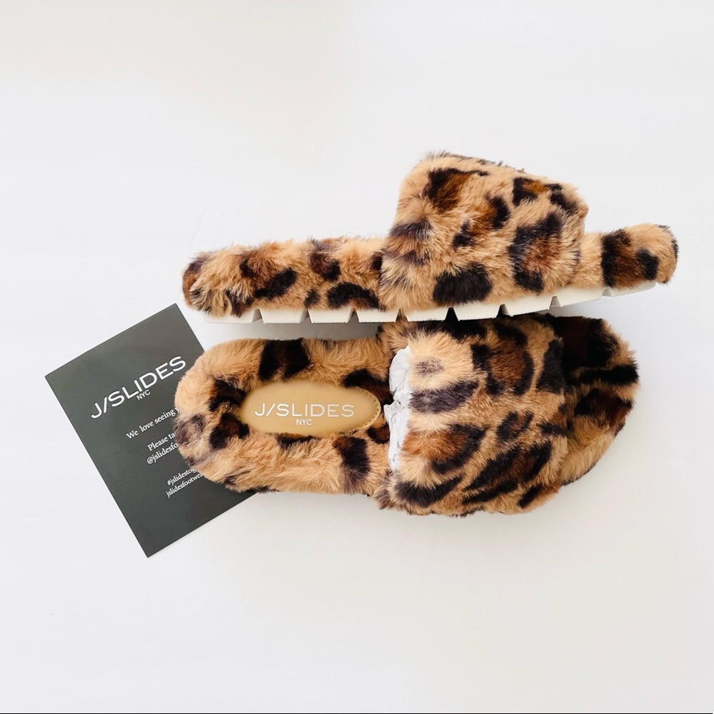 Jslides Footwear - NWT Leopard Faux Fur Slippers